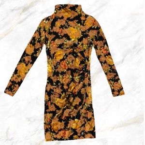 Dynamite | Golden Brown Floral Velvet Midi Dress